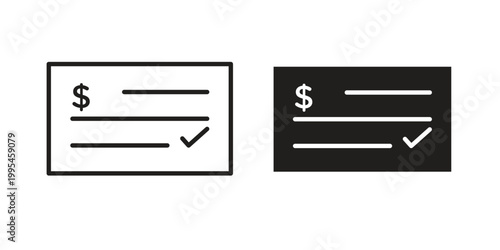 Money check icon collection on white background. Vector icon art.