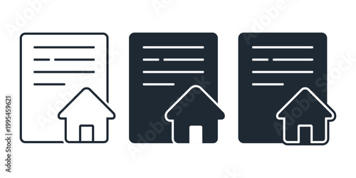 Home Document Icon. Real Estate Contract and Property Paper. Vector Illustration