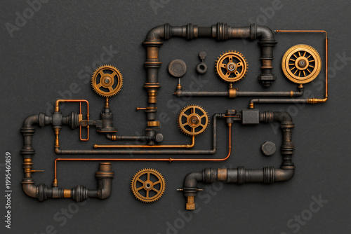 Concept of a machine learning pipeline on a dark charcoal background