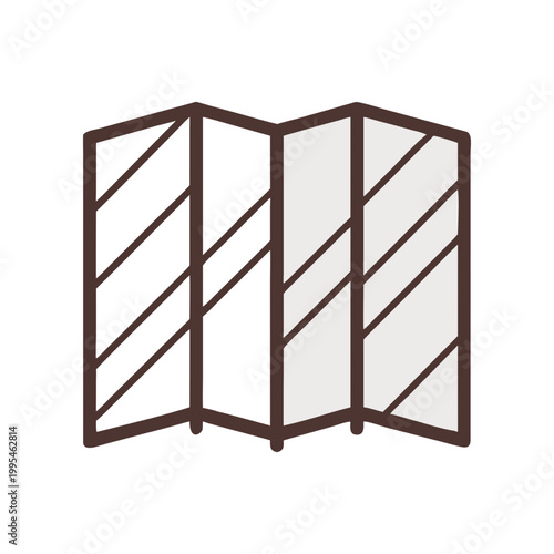 Illustration of a folding screen divider on transparent background