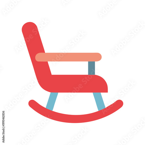 Illustration of a red rocking chair design on transparent background