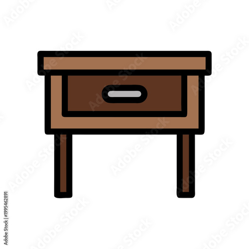 Illustration of a simple wooden nightstand on transparent background