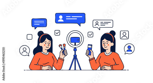 Beauty Influencers Recording Makeup Tutorial for Social Media