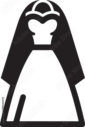 Nun, Catholic nun, black silhouette, white background, religious icon