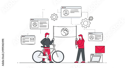 Global Climate Action Advocacy and Digital Networking Illustration