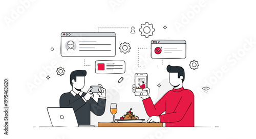 Food Bloggers Taking Photos and Sharing Content on Social Media