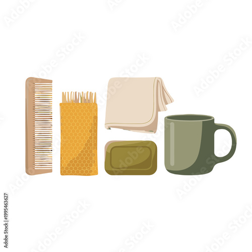 Simple illustration with grooming essentials set.