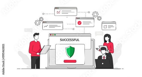 Successful Online Checkout and Cyber Security Concept