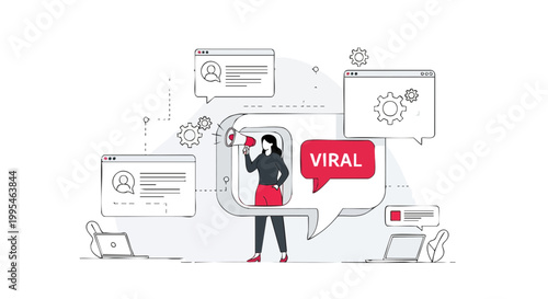 Viral Marketing and Social Media Promotion Concept Vector