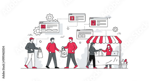 Sustainable Shopping and Eco Friendly Digital Marketplace Illustration