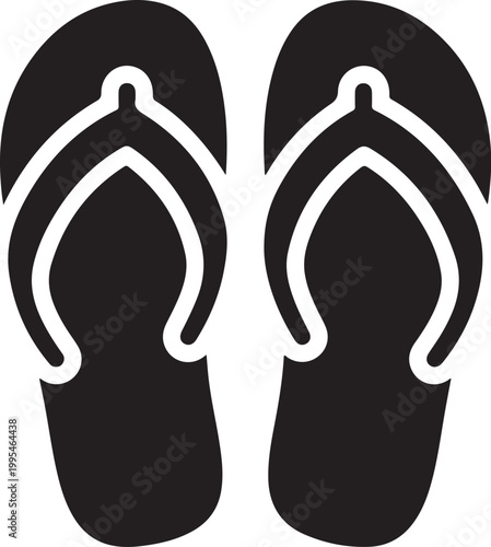 Black flip flops, flipflops, sandals, footwear icons, vector sandals