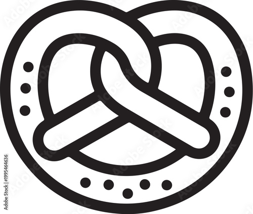 Black pretzel icon, vector pretzel symbol, food illustration, bakery logo