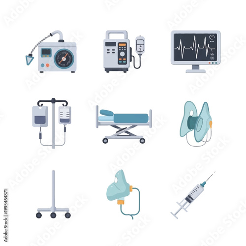 Medical equipment and hospital tools.
