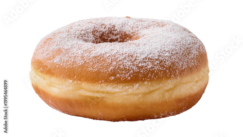 фотографія Golden brown donut dusted with powdered sugar, isolated on transparent backgroun