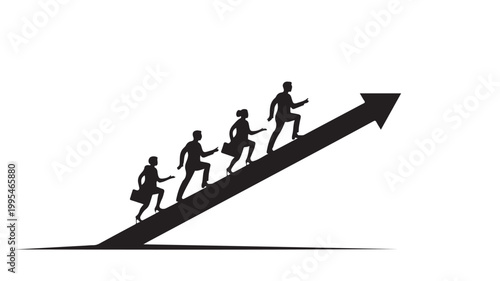 Business Growth Arrow Silhouette Illustrating Success Progress and Teamwork Upward Trend