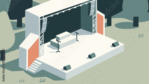 Illustration Of Small Outdoor Concert Stage Vector Design Template