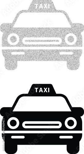Minimalist Silhouette with halftone dot texture effect taxi icon set vector illustration