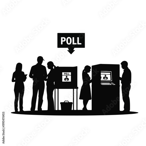 People casting votes at a polling station during an election.