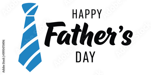 Happy father's day greeting with a blue striped tie illustration