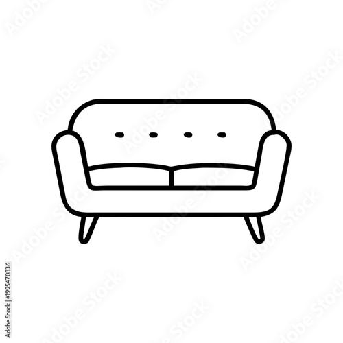Quadro su tela Outline drawing of a modern style couch on transparent background silhouette
