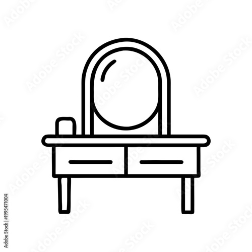 Outline drawing of a vanity with mirror on transparent background silhouette