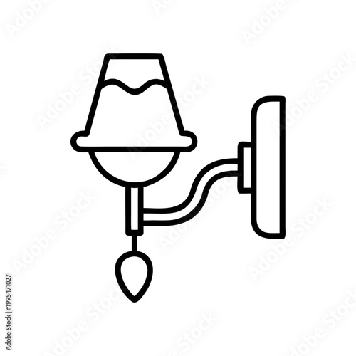 Illustration of a sconce style wall lamp art on transparent background silhouette