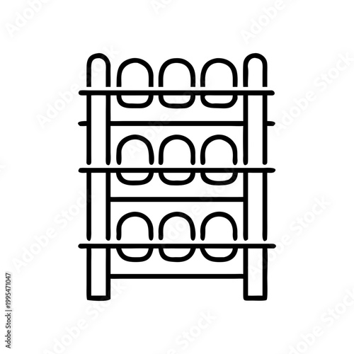 Outline drawing of a wine bottle storage on transparent background silhouette