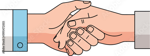 A vector graphic illustration of two hands shaking in a business agreement