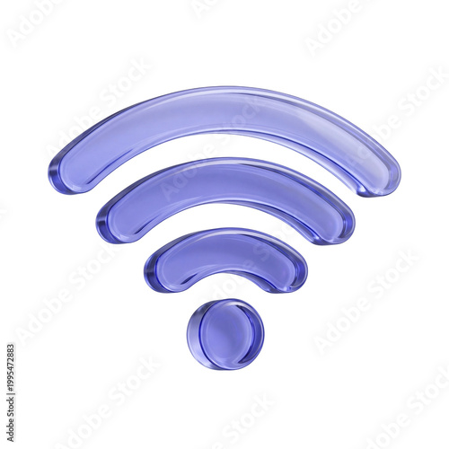 Wireless connection symbol in glossy transparent blue style