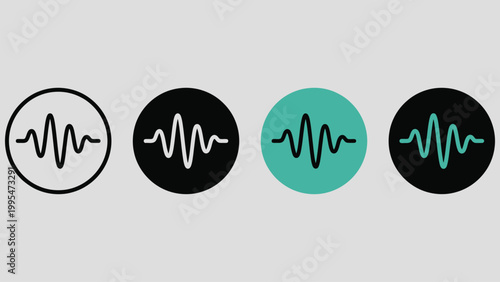 Voice assistant icon set. Voice recognition indicator. Audio wave vector graphic. Sound frequency symbol. Noise icon. Sound scanner.