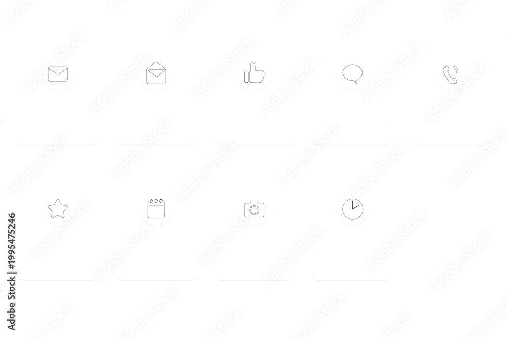 Fototapeta premium White Icon Card UI Component Set - Mobile App Interface Design Kit