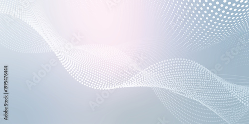 abstract wave line pattern and dot line particle on white background. Flowing halftone, gradient curve shape for data futuristic, technology background