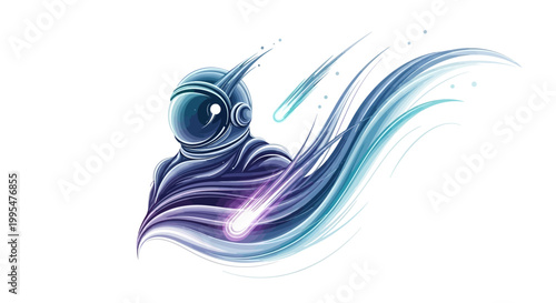 A space-themed Star Wars Day sci fi illustration showcases a galaxy character in a parody style, depicted with cosmic trails against a clean white background, rendered with vibrant