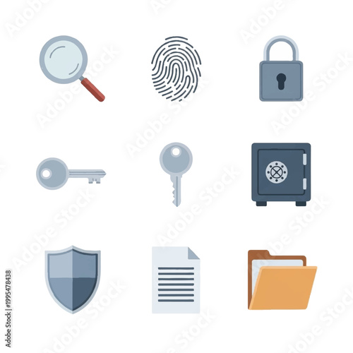 Security icons with lock and key.
