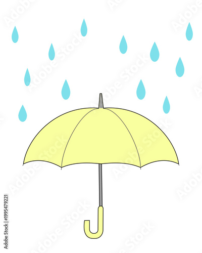 雨と傘のシンプルイラスト 梅雨の天気イメージ