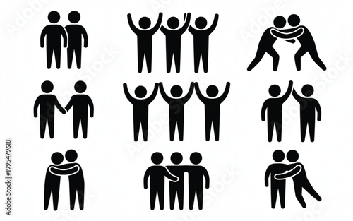 Black Silhouette Illustration Set, 10 High-Contrast Vector Shapes for Minimalist Logo Design, Solid Graphic Icons for Web and Print Media