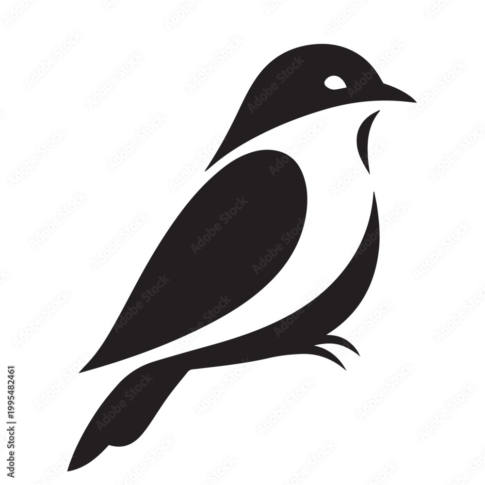 Fototapeta premium Minimalist vector illustration of a cute bird silhouette
