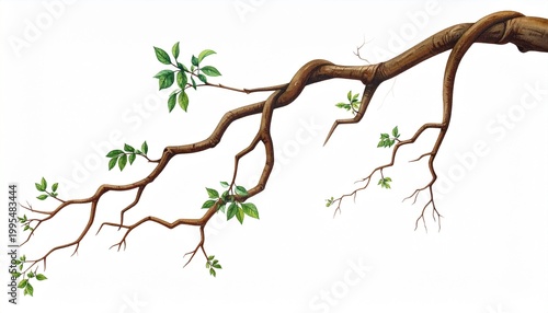 Twisting Vine with Green Leaves