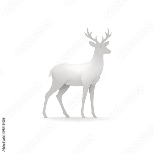 A white silhouette of a deer with antlers standing on a plain surface