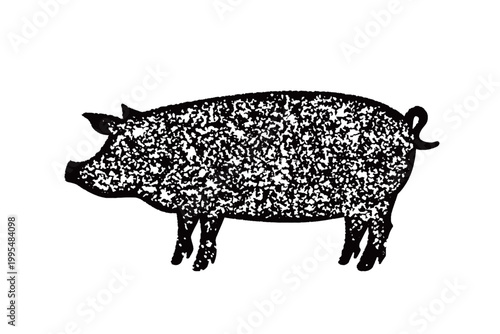 豚のシルエット・スタンプ風ベクター素材