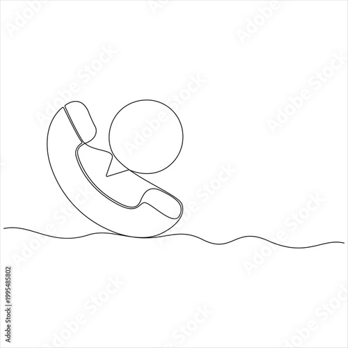Single one line drawing call center icon and bubble talk customer service concept continuous line draw single line art vector illustration