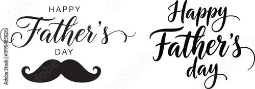 Happy father's day calligraphy with mustache illustration