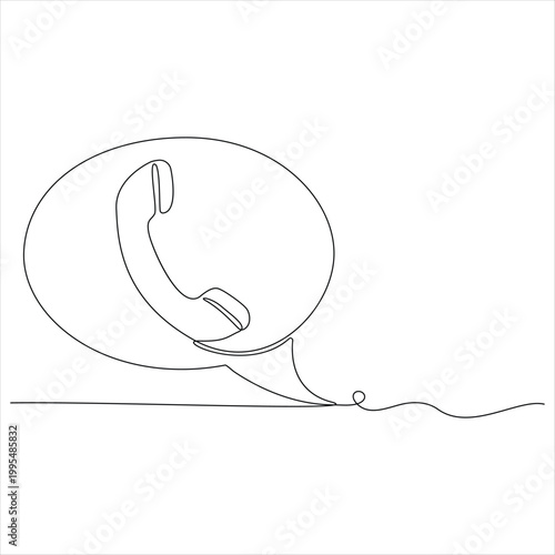 Single one line drawing call center icon and bubble talk customer service concept continuous line draw single line art vector illustration
