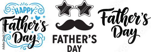 Father's day typography collection hand lettered designs and graphic elements
