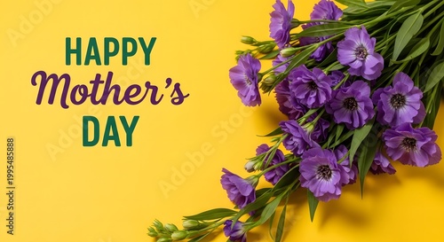 Happy mother's day wishes with beautiful purple flowers