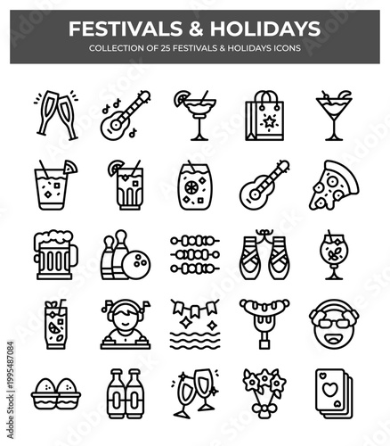 Collection of 25 Festival & Holiday Icons