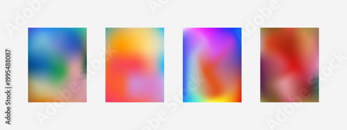 Set of abstract gradient backgrounds featuring soft colorful liquid textures and vibrant digital art patterns ideal for contemporary design projects web templates and aesthetic wallpaper creations.