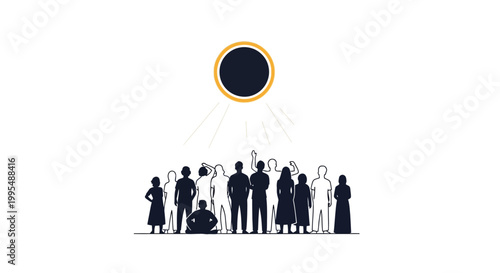 Silhouettes of people standing together.