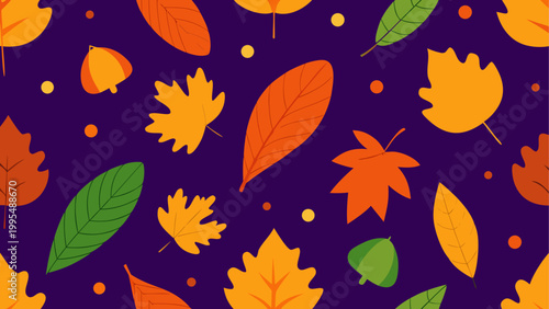 Autumn leaves with vibrant colors and varied shapes