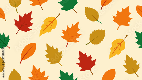 Colorful autumn leaves scattered in a natural pattern